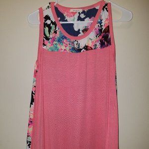 Coral Floral Back High-Lo Racerback Tank Top